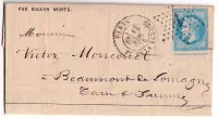 BALLON MONTE LE GENERAL UHRICH PARIS 12 NOV 1870 GAZETTE DES ABSENTS N°7 BEAUMONT DE LOMAGNE TARN ET GARONNE 28 NOV