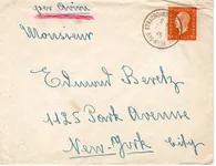 DULAC 20FR SEUL LETTRE AVION STRASBOURG 2.9.1945 POUR USA AU TARIF