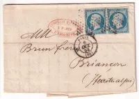 N°10 PAIRE TTB PARIS ETOILE PLEINE ROUTE N°7 POUR BRIANCON HAUTES ALPES CACHET ARRIVE TYPE 13