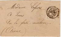 N° 52 SEUL PETITE BANDE COMPLETE PARIS R TAITBOUT 20 AOUT 1872 POUR AISNE