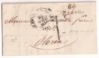TAXE TAMPON 1 DE FABRICATION LOCALE CURSIVE 64 BEDOUS BASSES PYRENEES 1836 POUR OLORON