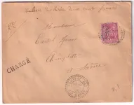 N°98 CAD TYPE FB84 FACTEUR BOITIER COIFFY LE BAS HAUTE MARNE LETTRE CHARGE POUR CHAMPLITTE 1900