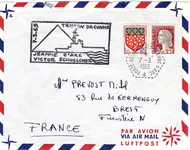 N°1263+ 5C AMIENS LETTRE AVION CACHET HEX PERLE PORTE HELICOPTERE JEANNE D'ARC 7.3.1963+ TRISTAN DA CUNHAC