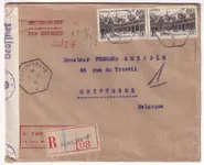 N°499 X2 SUR RECOMMANDE EXPRES ETRANGER  PARIS 1941 POUR LA BELGIQUE