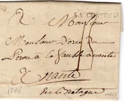INDRE MARQUE LA CHATRE LENAIN N°3  1776 LETTRE POUR NANTES COTE 700€