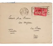JEUX OLYMPIQUES 25C LETTRE MEC CONCORDANTE PARIS 28.IV.1924 GARE ST LAZARE