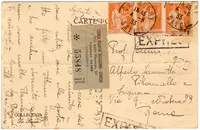 SEMEUSE 45C PAIRE AU VERSO CARTE + RECTO PAIX 1FRX3 EXPRES CHAMBERY 4.8.1933 POUR ITALIE AU TARIF