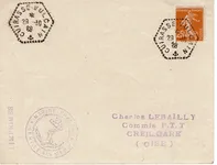SEMEUSE 25C BISTRE LETTRE CACHET HEX PERLE CUIRASSE VULCAIN 29.10.28