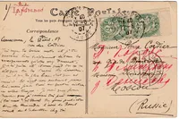 BLANC 5C PAIRE CARNET 1BIS CARTE CARCASSONNE 1907 POUR MOSCOU RUSSIE RUSSIA