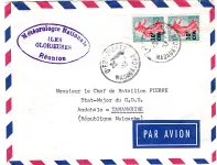 CFA 10FR SEMEUSE PAIRE LETTRE AVION DIEGO SUAREZ 1963+  ILES GLORIEUSES REUNION RARE