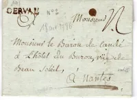 LOIRE INFERIEURE MARQUE DERVAL 1786 LETTRE POUR NANTES COTE 600€