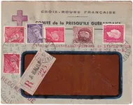 N°412 514 517 658 659 691 LETTRE POCHE ST NAZAIRE LA BAULE LOIRE INFERIEURE 3.3.1945 COMITE CROIX ROUGE GUERANDE