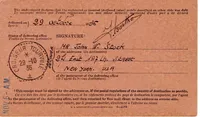 AVIS DE RECEPTION RETOUR USA + CACHET HEX PERLE CROISEUR TOURVILLE 29.10.36