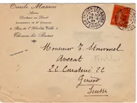 SEMEUSE 10C N° 135 SEUL LETTRE THONON LES BAINS 23.8.07 HTE SAVOIE POUR GENEVE FRONTALIER