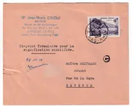 N°1194 LETTRE AVEC CERTIFICAT DE REMISE ALSACE LORRAINE SAVERNE BAS RHIN 1959 POUR SAVERNE