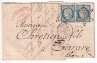 N°4 PAIRE TTB PARIS ETOILE 23 FEVRIER 1852 POUR TARARE RHONE