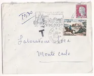 N°1263 AVIGNON 1963 POUR MONTE CARLO 1963 TIMBRE TAXE MONACO 0.5