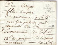CALVADOS DE BAYEUX CALVADOS LETTRE PAR PORTEUR MENTION PORT 12 SOLS AU PORTEUR