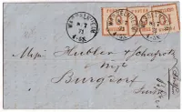 ALSACE LORRAINE N°5 X3 WASSELNHEIM WASSELONNE BAS RHIN POUR BURGDORF SUISSE 8 SEPT 1871