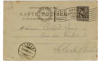 ENTIER SAGE 10C CP MECANIQUE DRAPEAU PARIS EXPOSITION 1900 UNITED STATES POSTAL STATION POUR SUISSE