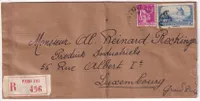 N°369 311 PARIS VIII RECOMMANDE POUR LE LUXEMBOURG 1938