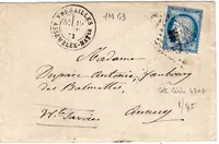 N° 60 LOSANGE AS.NA VERSAILLES ASSEMBLEE NATle  19 NOV 1873 POUR ANNECY HAUTE SAVOIE