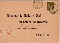 PAIX 1FR25 N° 287 SEUL LETTRE FRANCHISE RECOMMANDEE PARIS 115 6.9.1933 AU TARIF