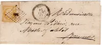 N° 13 JAUNE CITRON GRANDS MARGES COIN DE FEUILLE LETTRE PC TYPE 22 BEDEE 1858 ILLE ET VILAINE RARE