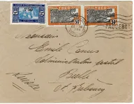 TOGO 50CX2+AOF SENEGAL 1FR50 LETTRE MECANIQUE MARSEILLE GARE PAQUEBOT 22.IX.1934 POUR SUISSE