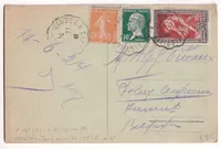 N°158 170 185 CONVOYEUR LIGNE HIRSON A CHARLEVILLE 1924 CARTE POSTALE 5 MOTS POUR LA BELGIQUE