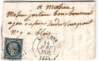 N° 4 PC 2777 TYPE 13 SALBRIS LOIR ET CHER 14 AVRIL 1852 LETTRE POUR BLOIS