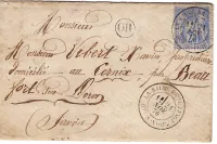 SAGE 25C N° 79 PETITE LETTRE TYPE 18 LA BALME DE SILLINGY 21 NOV 1876 HAUTE SAVOIE + OR RESIGNY