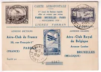 PA N°6c EIPA BLEU SIGNE CALVES SUR CARTE PARIS EXPOSITION 1930 POUR BRUXELLES CARTE FARMAN