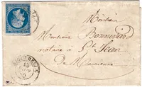 N° 14 CACHET SARDE AIGUEBELLE 13 AOUT 1860 LETTRE SIGNE CALVES