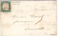 SARDE 20C BLEU LAITEUX LETTRE SALLANCHES 1855 POUR BONNEVILE