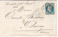LAURE 20C GC SEDAN 12 MAI 1871 LETTRE POUR ARDENNES DOUBLE PORT LOCAL POUR CHEMERY
