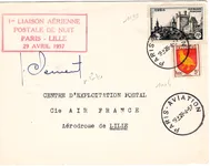 N°1099+1004 LETTRE AVION PARIS AVIATION 29.4.1957 POURL LILLE SIGNATURE PILOTE