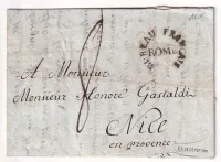 MARQUE BUREAU FRANCAIS DE ROME ITALIE 1809 POUR NICE ALPES MARITIMES SIGNE DE BEAUFOND ROMA ITALIA