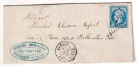 N°22 GC 717 BOITE MOBILE CANCON LOT ET GARONNE 1866 POUR BELLEVILLE PARIS