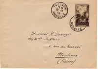 ORADOUR 4FR SURTAXE SEUL LETTRE FORBACH MOSELLE 19.11.1945 POUR SUISSE AU TARIF