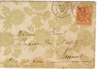 MOUCHON 15C ORANGE BELLE ENVELOPPE FLEUR CLAMART 31 DEC 1901 SEINE