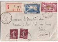 N°139 121 186 RECOMMANDE SCIEZ HAUTE SAVOIE 1924 POUR BALE SUISSE