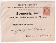 N°58 CAD ROUGE DES IMPRIMES PARIS SUR ENVELOPPE IMPRIMEE BIBLIOTHEQUES DES ARMEES POUR GRESY SUR ISERE SAVOIE