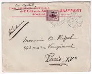 N°162 SEUL SUR LETTRE PERIODIQUE ENVELLOPE ILLUSTREE PONT DE CHERUY ISERE 1923 POUR PARIS