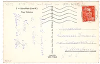 GANDON 12FR ORANGE SEUL CARTE MEC ST MALO 4.7.1953 POUR LUXEMBOURG TARIF SPECIAL