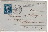 N° 14 PC 4216 TYPE 15 FRANGY 5 DEC 1860 LETTRE