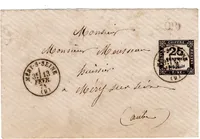 TAXE CARREE 25C SEUL PETITE LETTRE TYPE 16 MERY S SEINE 13 FEVR 1871 + OR SANS TEXTE