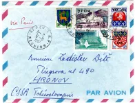 CFA BLASON + DIVERS LETTRE AVION ST DENIS 6.8.1967 REUNION POUR TCHECOSLOVAQUIE