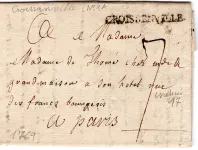 CALVADOS MARQUE CROISSANVILLE LENAIN N°1A 1769 LETTRE POUR PARIS