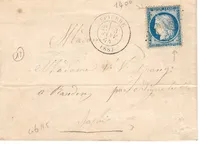 N° 60 VARIETE TACHE SUR 25C LETTRE GC 1400 TYPE 17 EPIERRE SAVOIE 1874